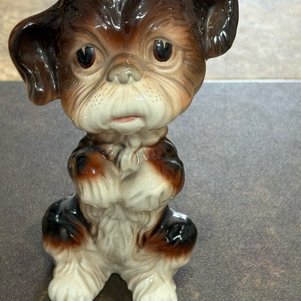 Melba Ware England Dog Ceramic Dog Figurine - Brown and White